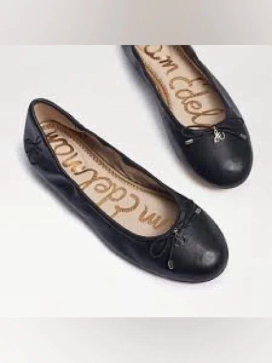 SAM EDELMAN FELICIA BLACK LEATHER BALLET FLATS 8 - Picture 3 of 9